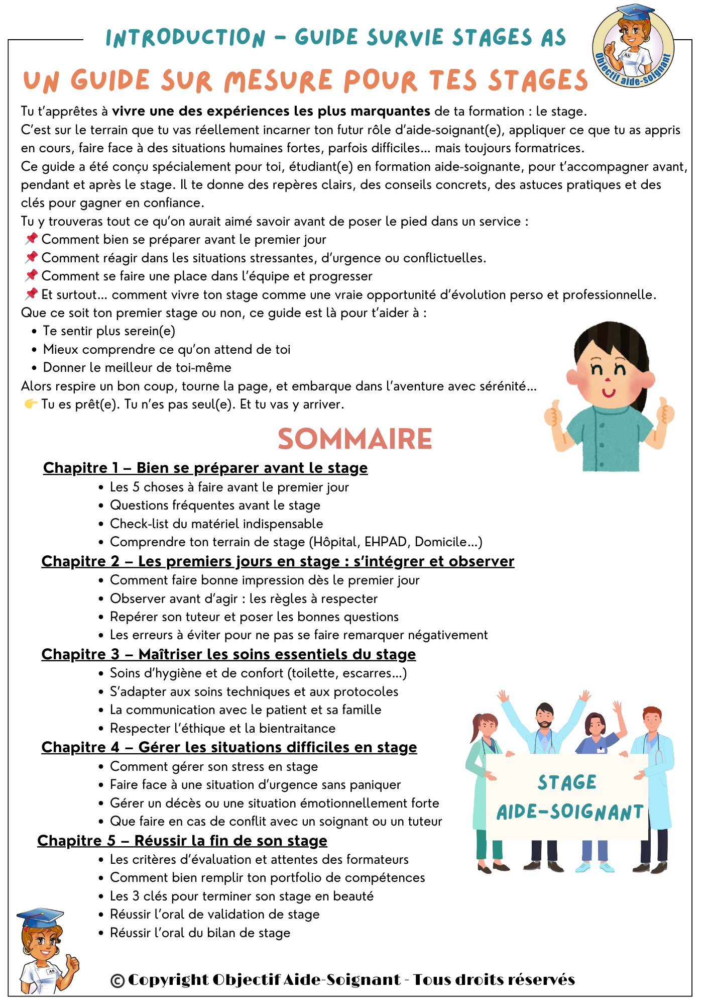 Sommaire Guide de survie des stages aides-soignants